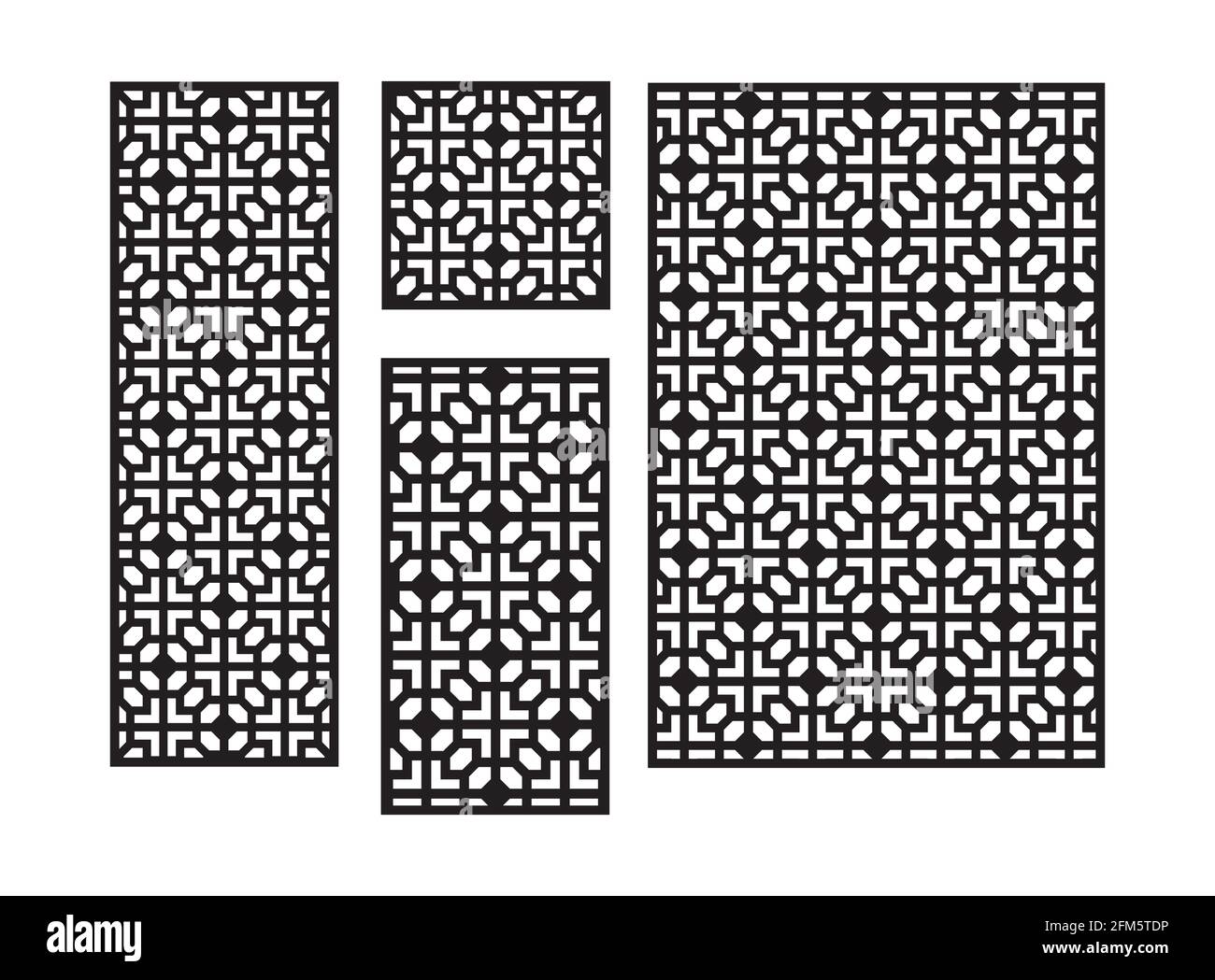 Art deco cnc pattern. Decorative panel, screen,wall. Vector cnc panel for laser cutting. Template for interior partition, room divider, privacy fence Stock Vector