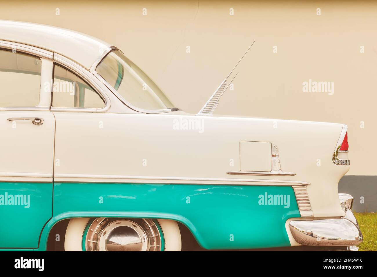 Retro styled side view of a fifties two toned American car Stock Photo