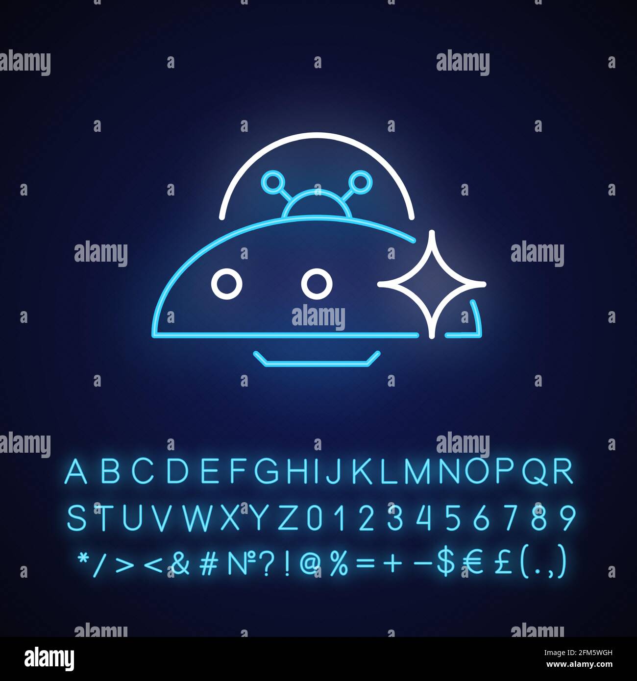 Ufo neon light icon Stock Vector