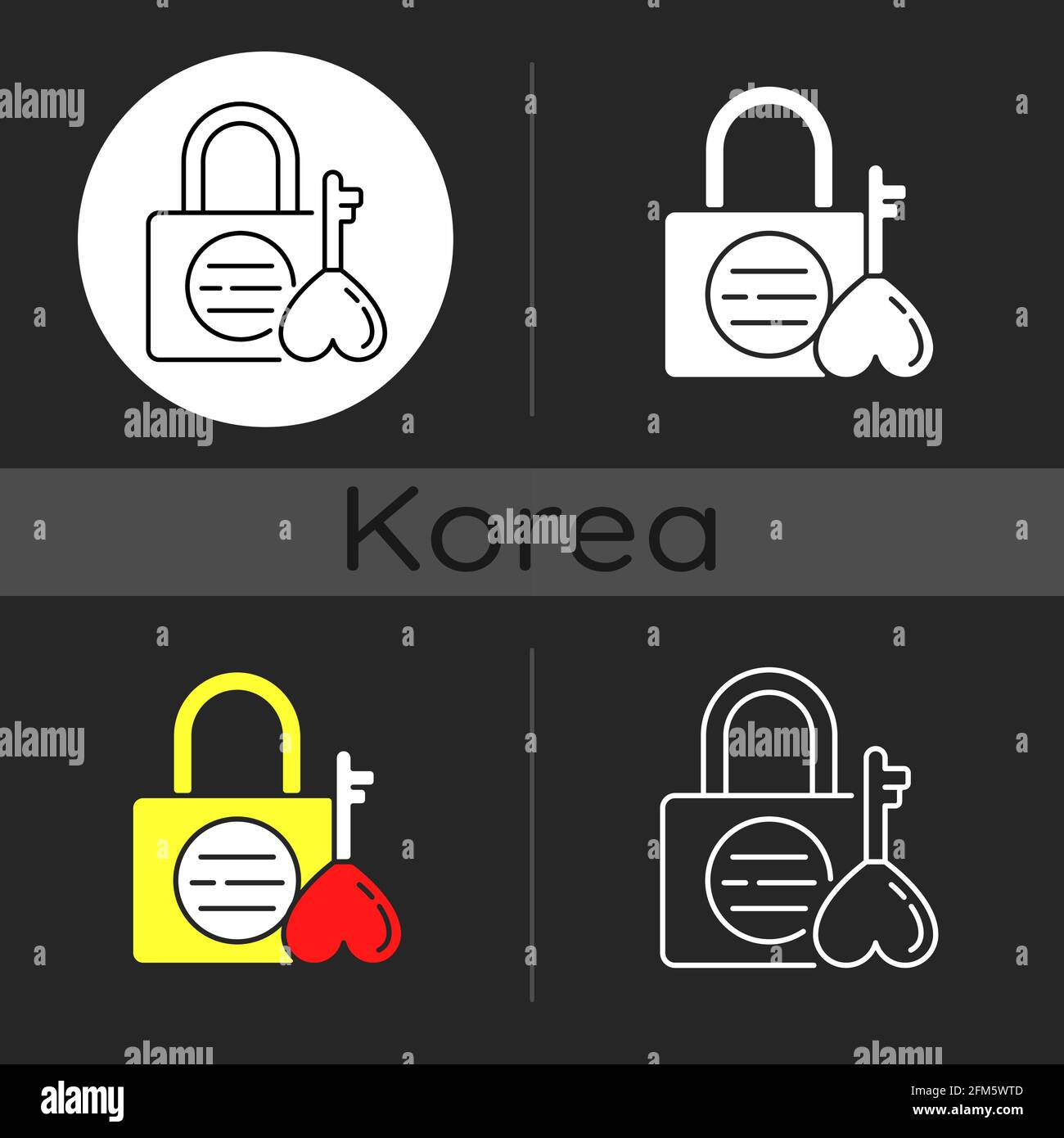Namsan love locks dark theme icon Stock Vector
