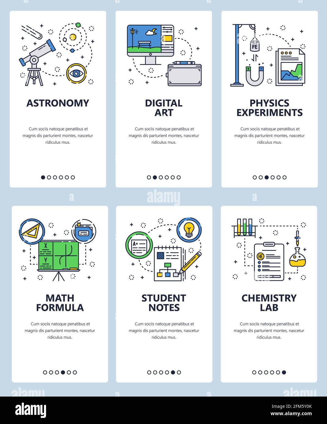 Vector line art web and mobile app template set Stock Vector