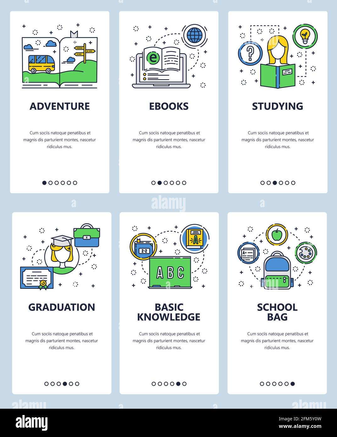 Vector line art web and mobile app template set Stock Vector
