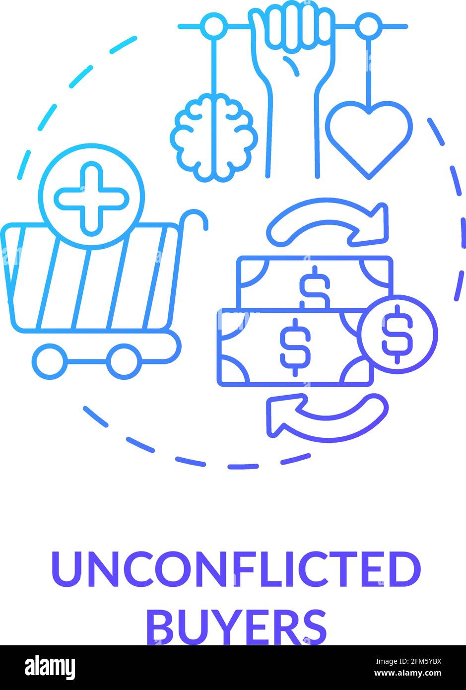 Unconflicted buyers concept icon Stock Vector