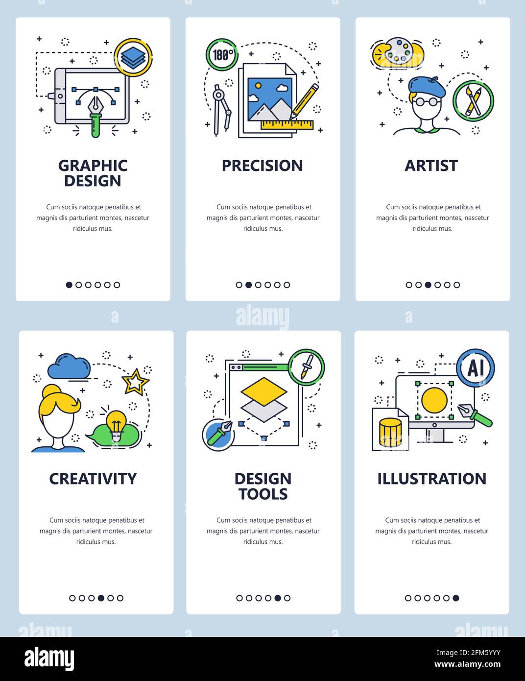 Vector line art web and mobile app template set Stock Vector Image ...