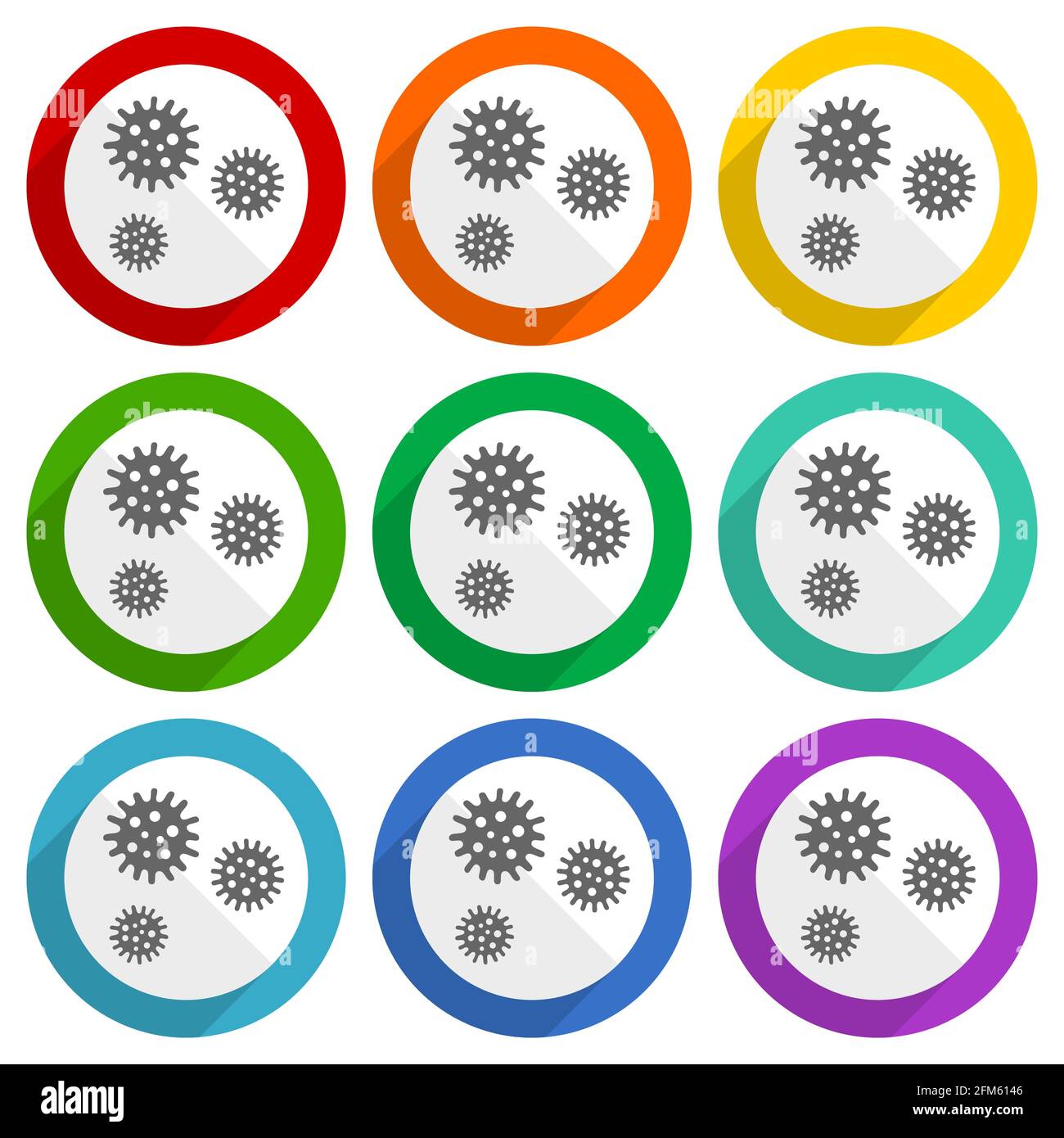 Virus, coronavirus, covid-19, infection vector icons, set of colorful flat design buttons for webdesign and mobile applications Stock Vector
