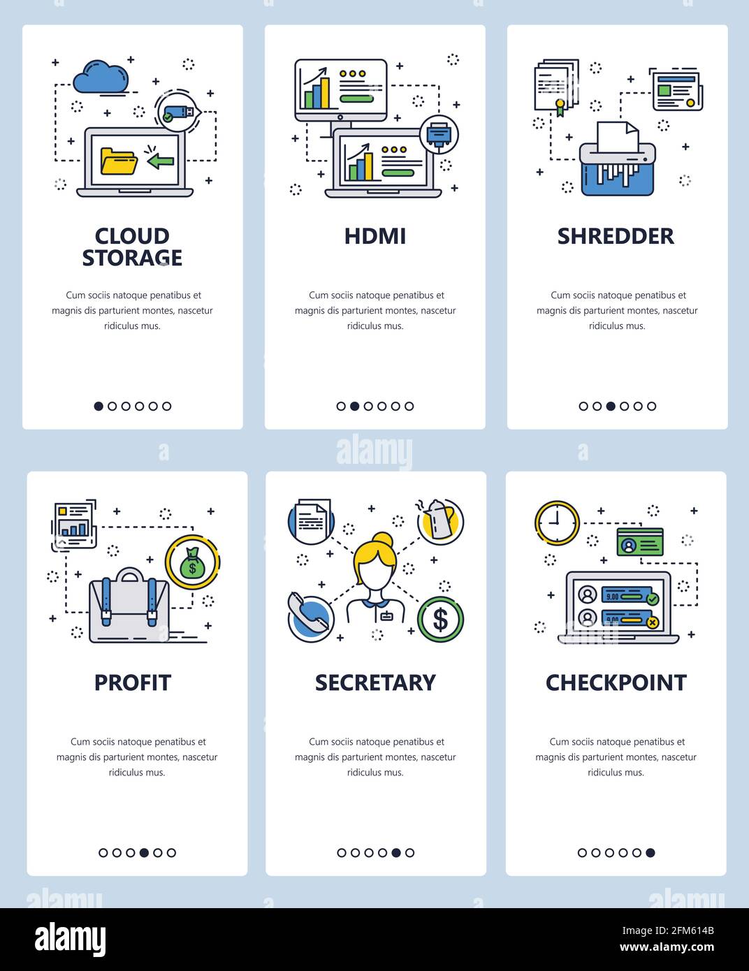 Vector line art web and mobile app template set Stock Vector