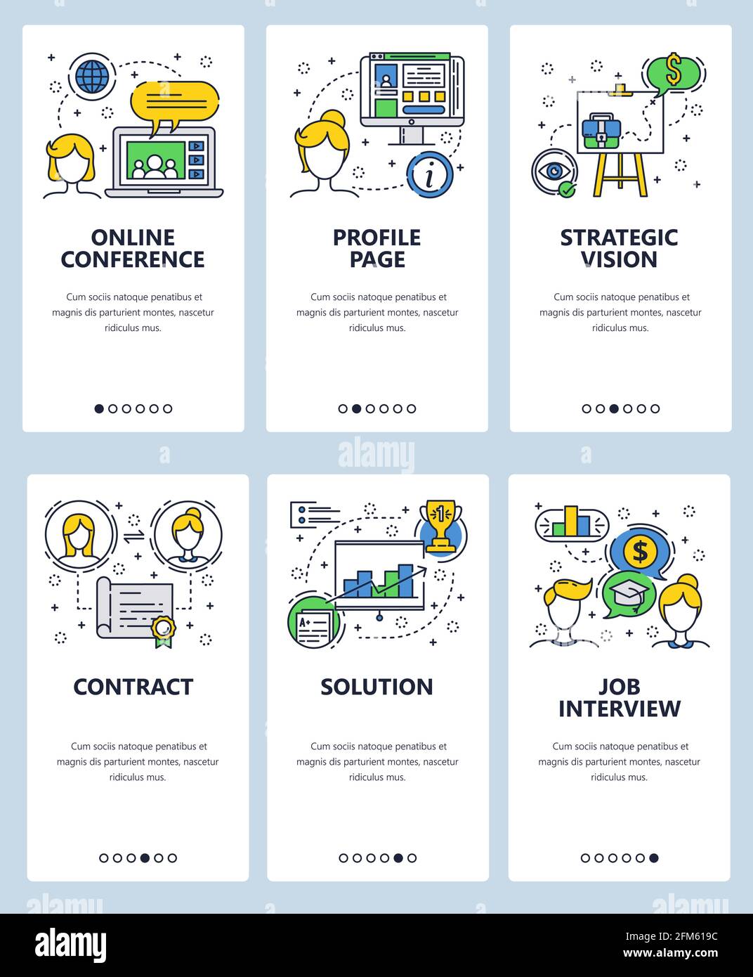 Vector line art web and mobile app template set Stock Vector Image ...