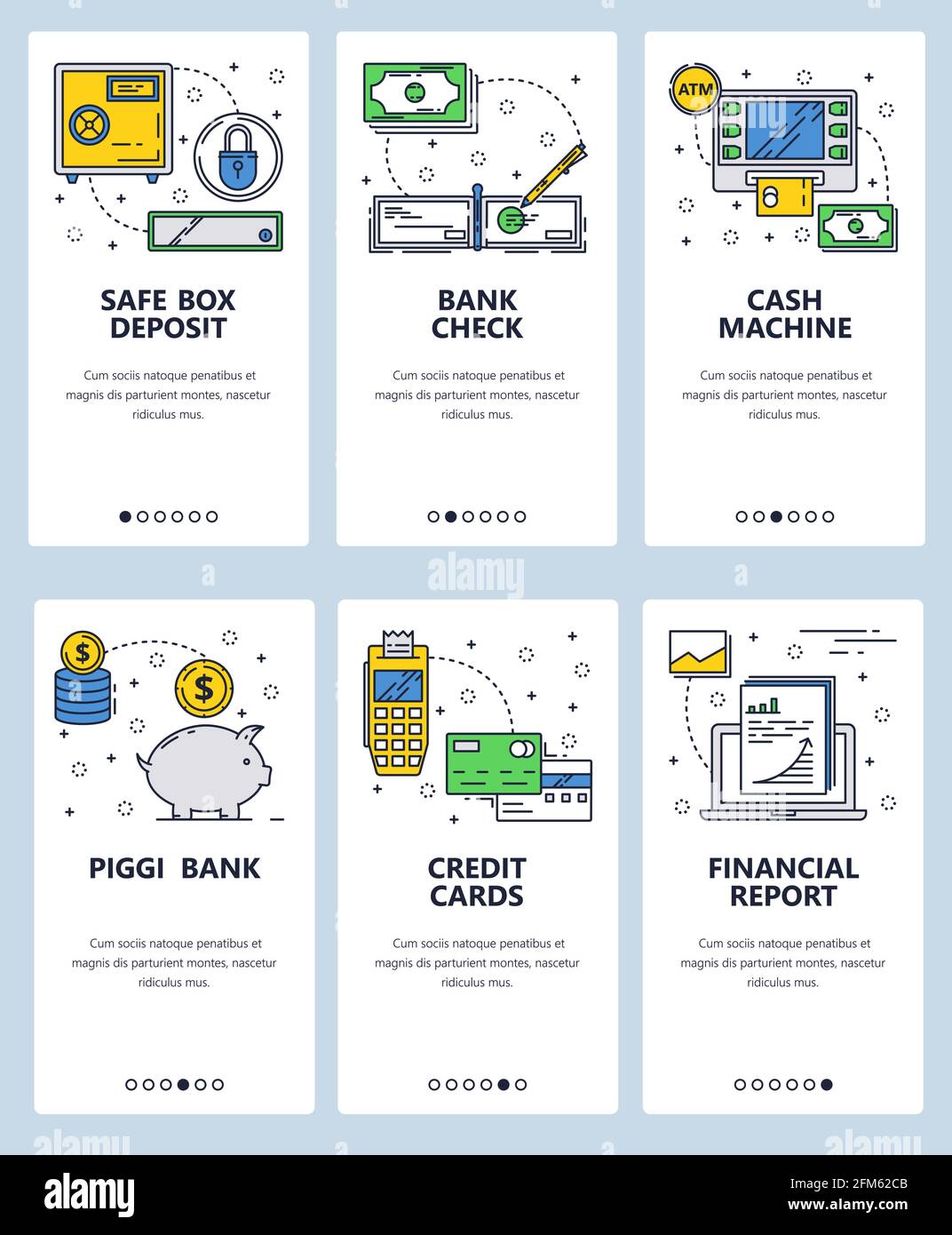 Vector line art web and mobile app template set Stock Vector