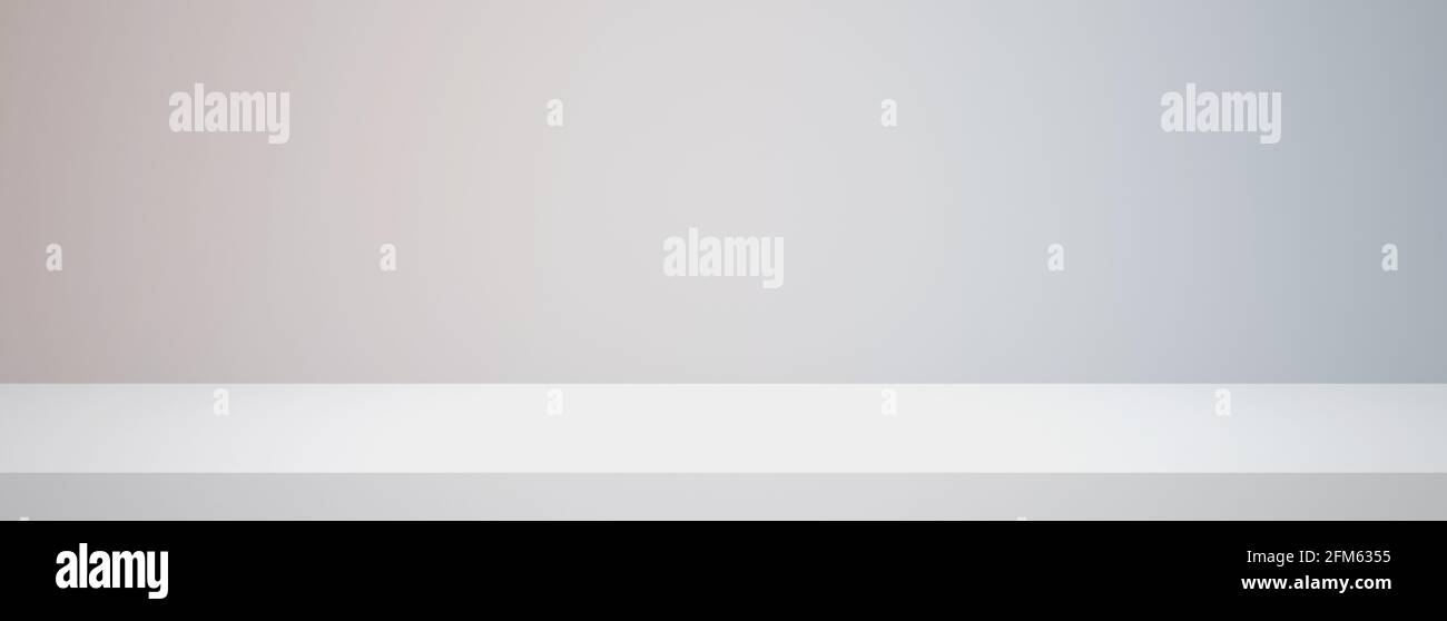 Set light photography panoramic studio clear white background. Stock Photo