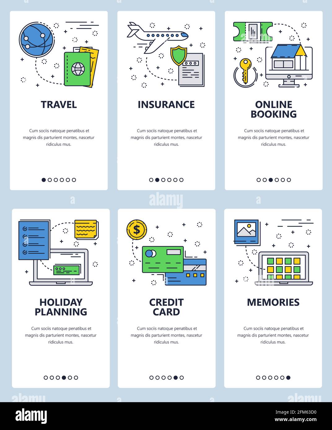 Vector line art web and mobile app template set Stock Vector Image ...
