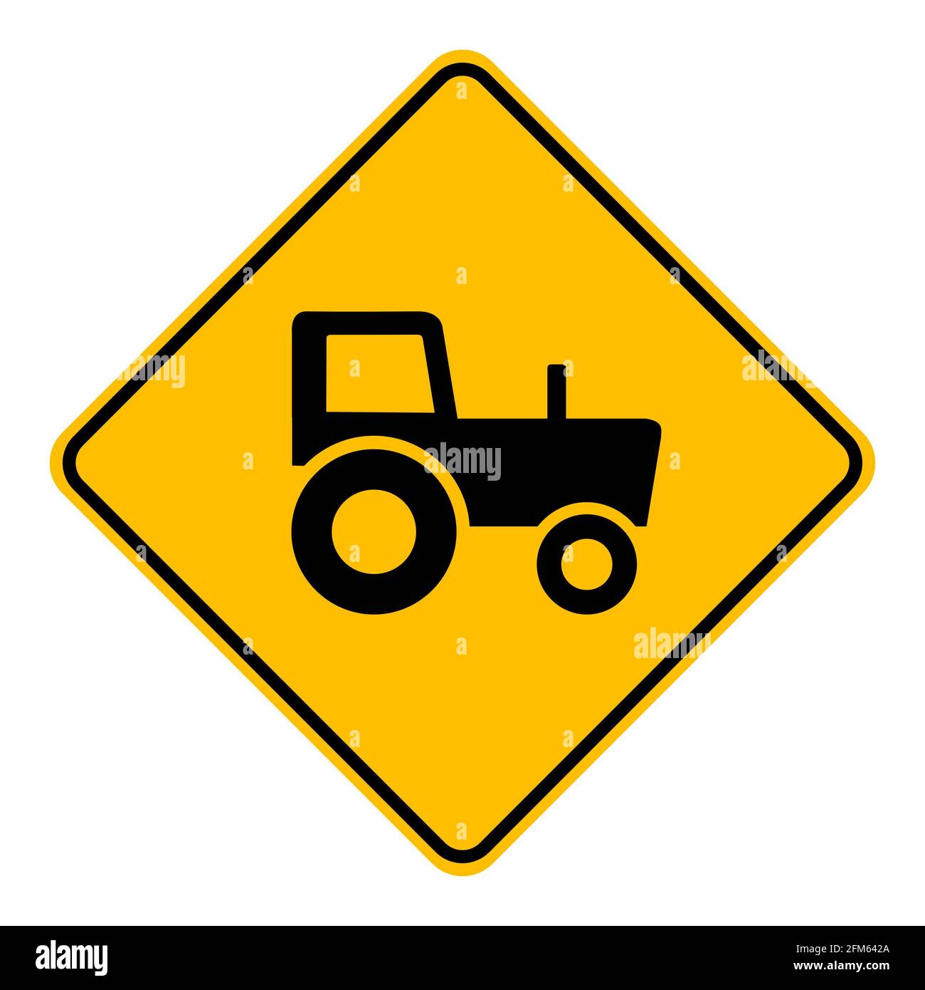 Tractor and road sign Stock Photo - Alamy