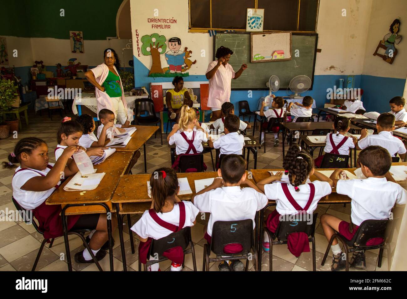 Children at school in Trinidad, the lovely city in Cuba while they are