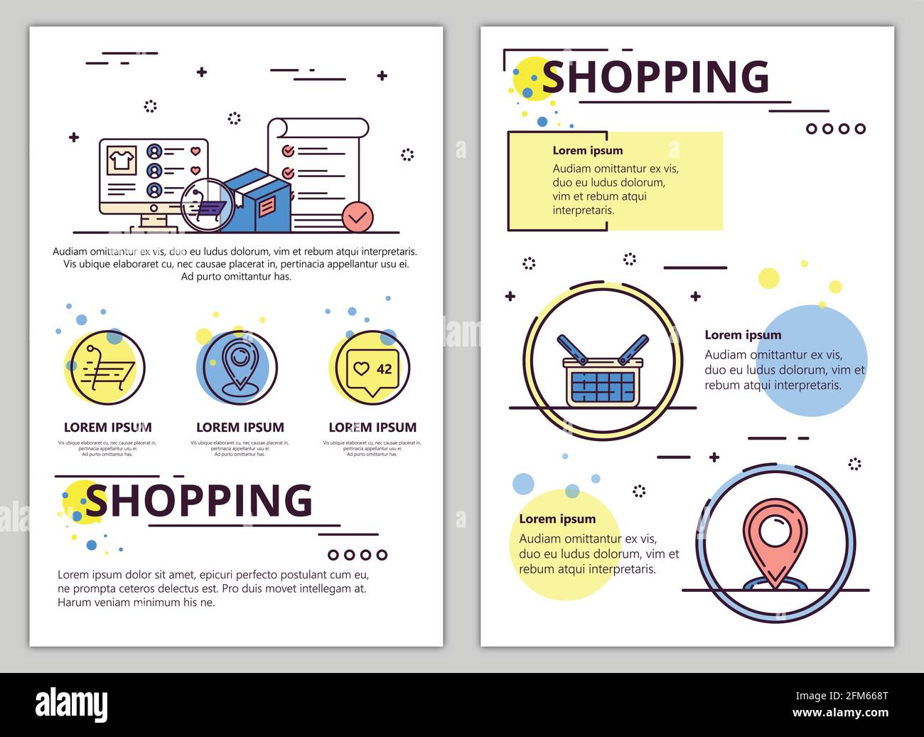 Vector line art shopping poster banner template Stock Vector Image