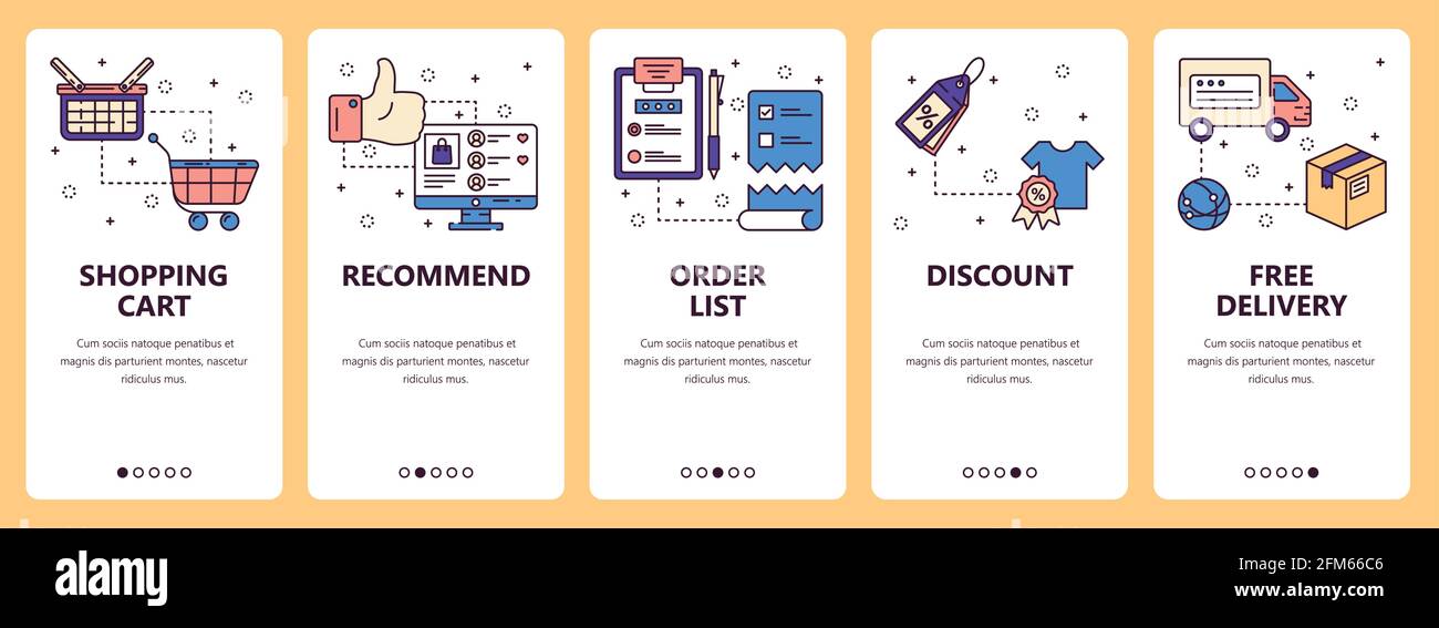 Vector line art web and mobile app template set Stock Vector Image ...