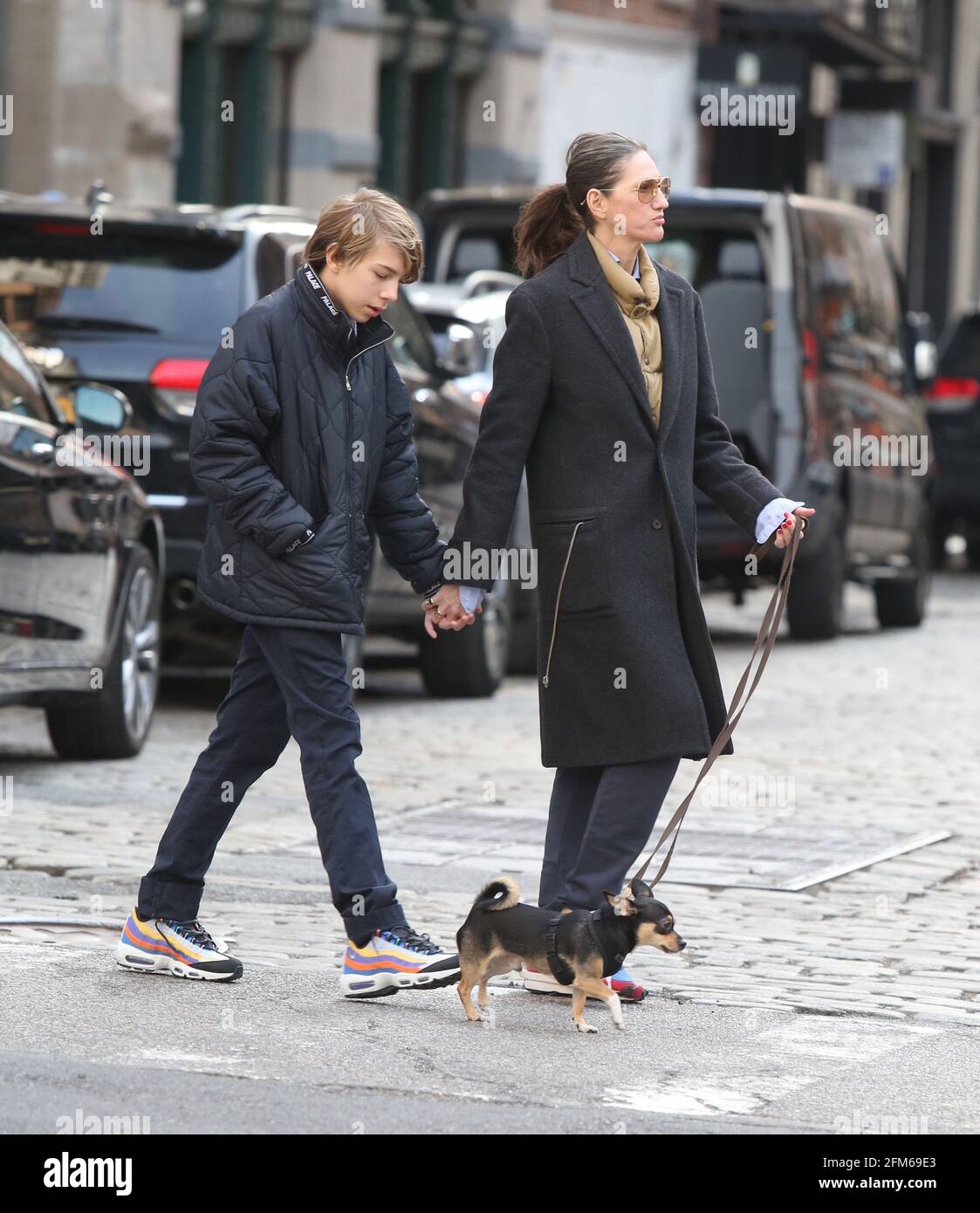 New York NY 03/15/2020 Jenna Lyons and son Beckett Mazeau walking