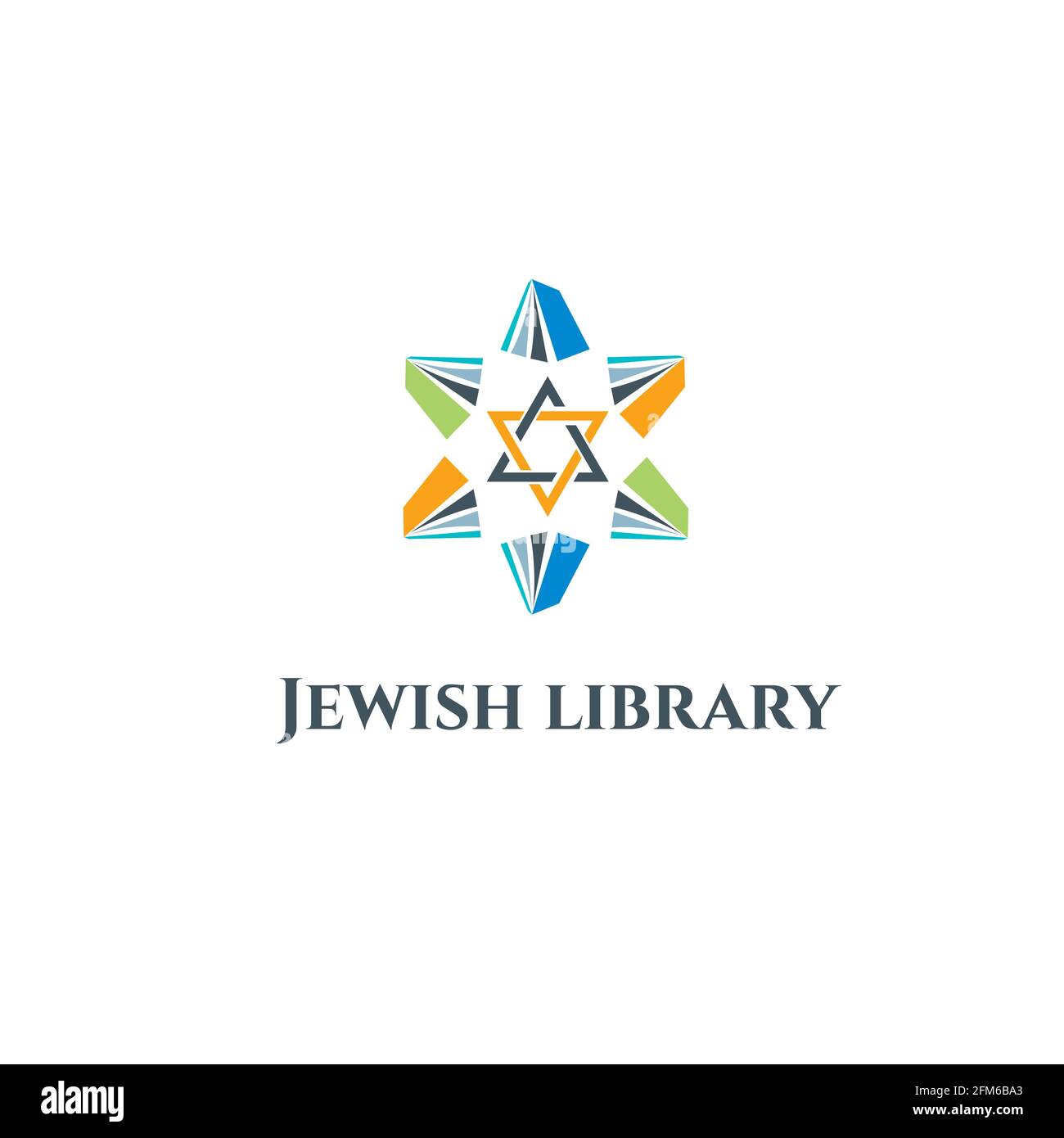 Jewish library vector logo. Jewish star emblem. Vector Stock Vector