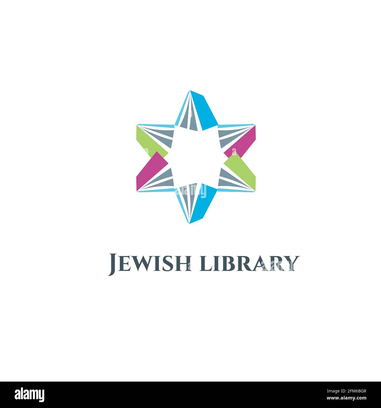 Jewish library vector logo. Jewish star emblem. Vector Stock Vector