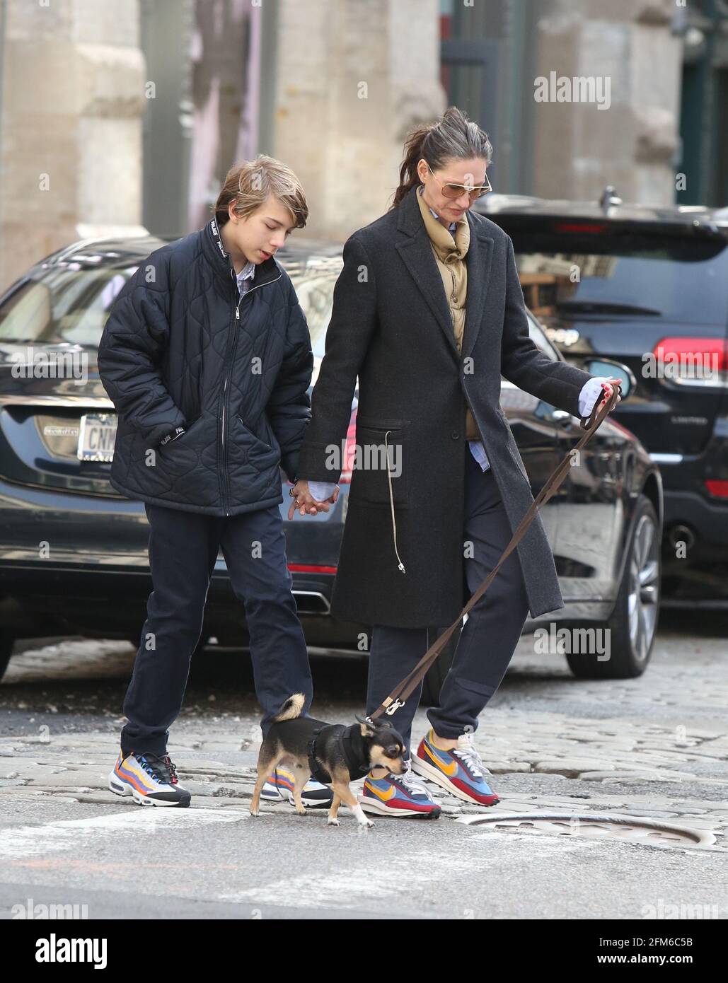 New York NY 03/15/2020 Jenna Lyons and son Beckett Mazeau walking