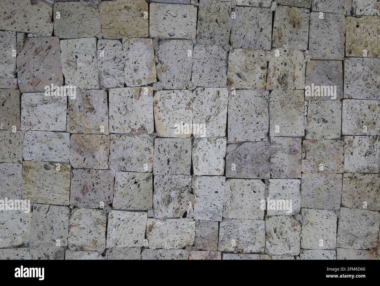 Full frame closeup of gray white natural stone mosaic Stock Photo