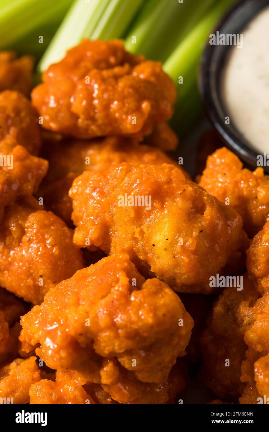 Homemade Fried Boneless Buffalo Chicken Wings with Ranch Dressing Stock