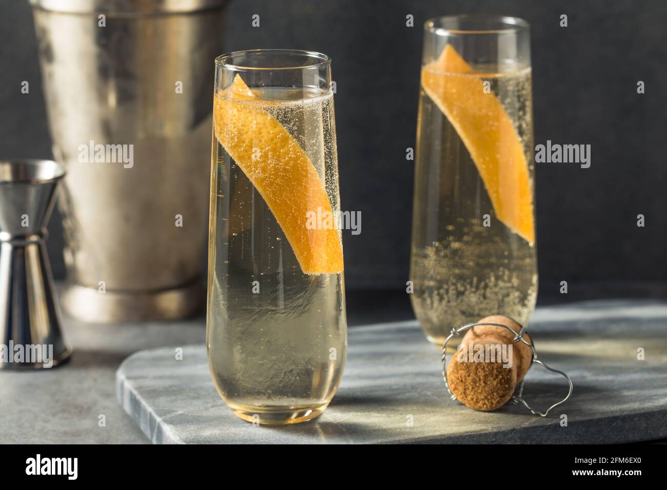 Boozy Elder Fashion Royale Grapefruit Champagne Cocktail with Gin Stock