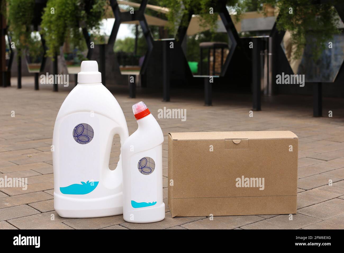 cleaning and sanitation toilets in plastic bottles Stock Photo Alamy