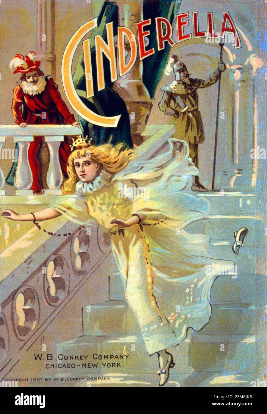 Cinderella. Illustration for the cover of a childrens' book, 1897 Stock Photo