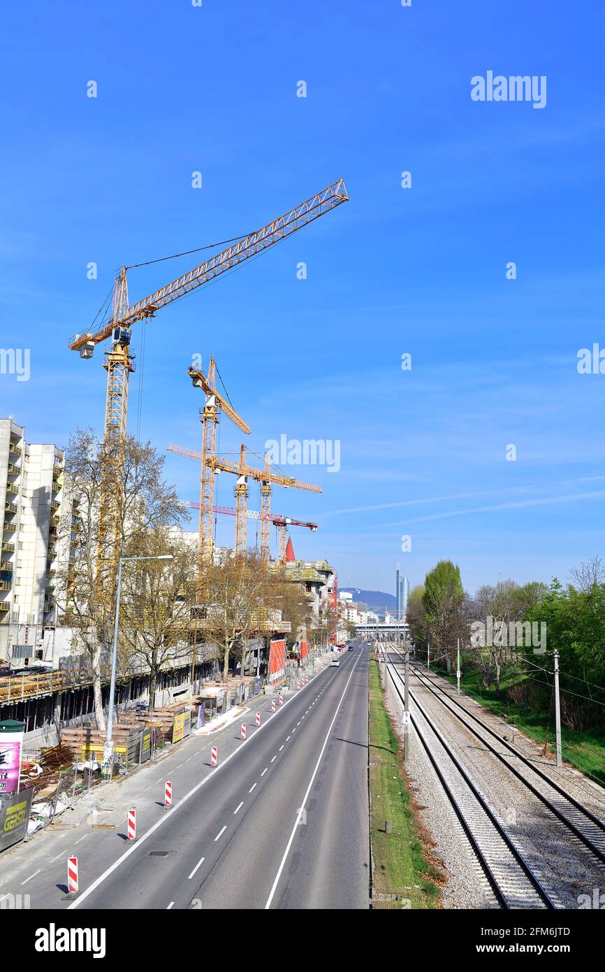 Vienna, Austria, major construction site, along the Danube Stock Photo