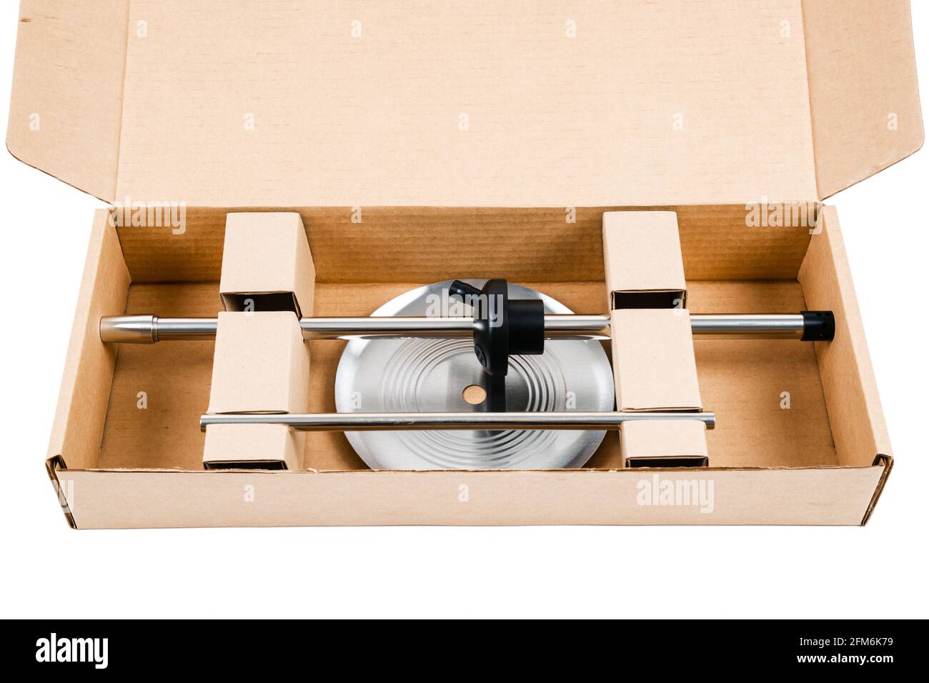 Hookah in a cardboard box. Isolated on a white background. Stock Photo