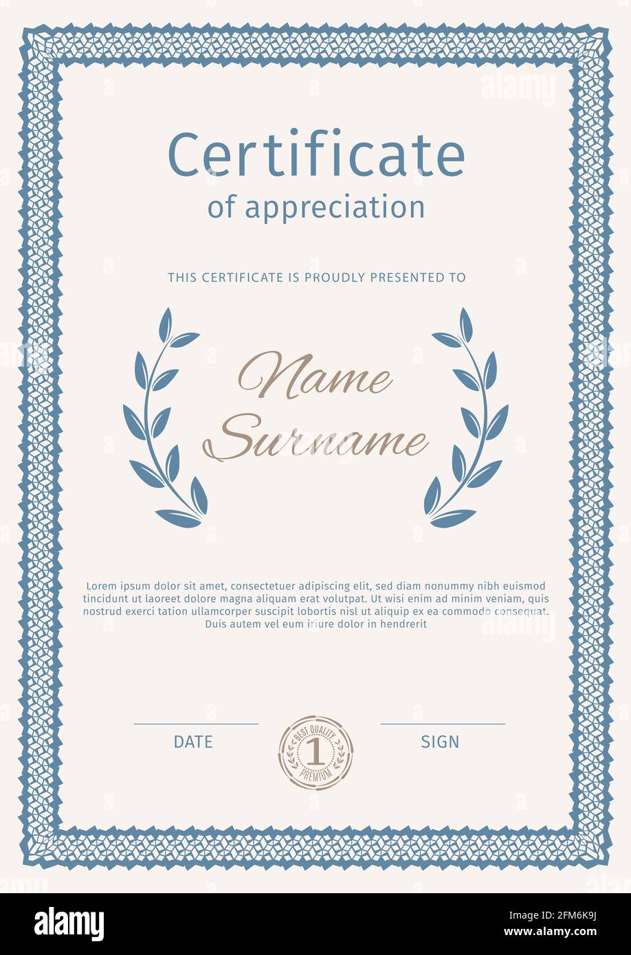 Blue border certificat. Business simple design. Vector illustration ...