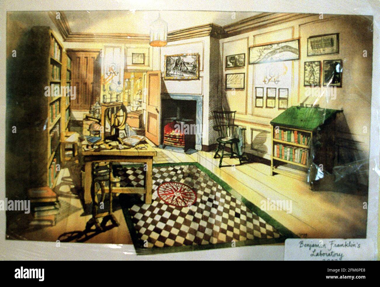 BENJAMIN FRANKLIN JUNE 2001 THE HOUSE THAT BENJAMIN FRANKLIN LIVIED IN, IN LONDON. AN IMPRESSION OF WHAT THE RE-CREATION WILL LOOK LIKE IN THE LABORATORY. Stock Photo