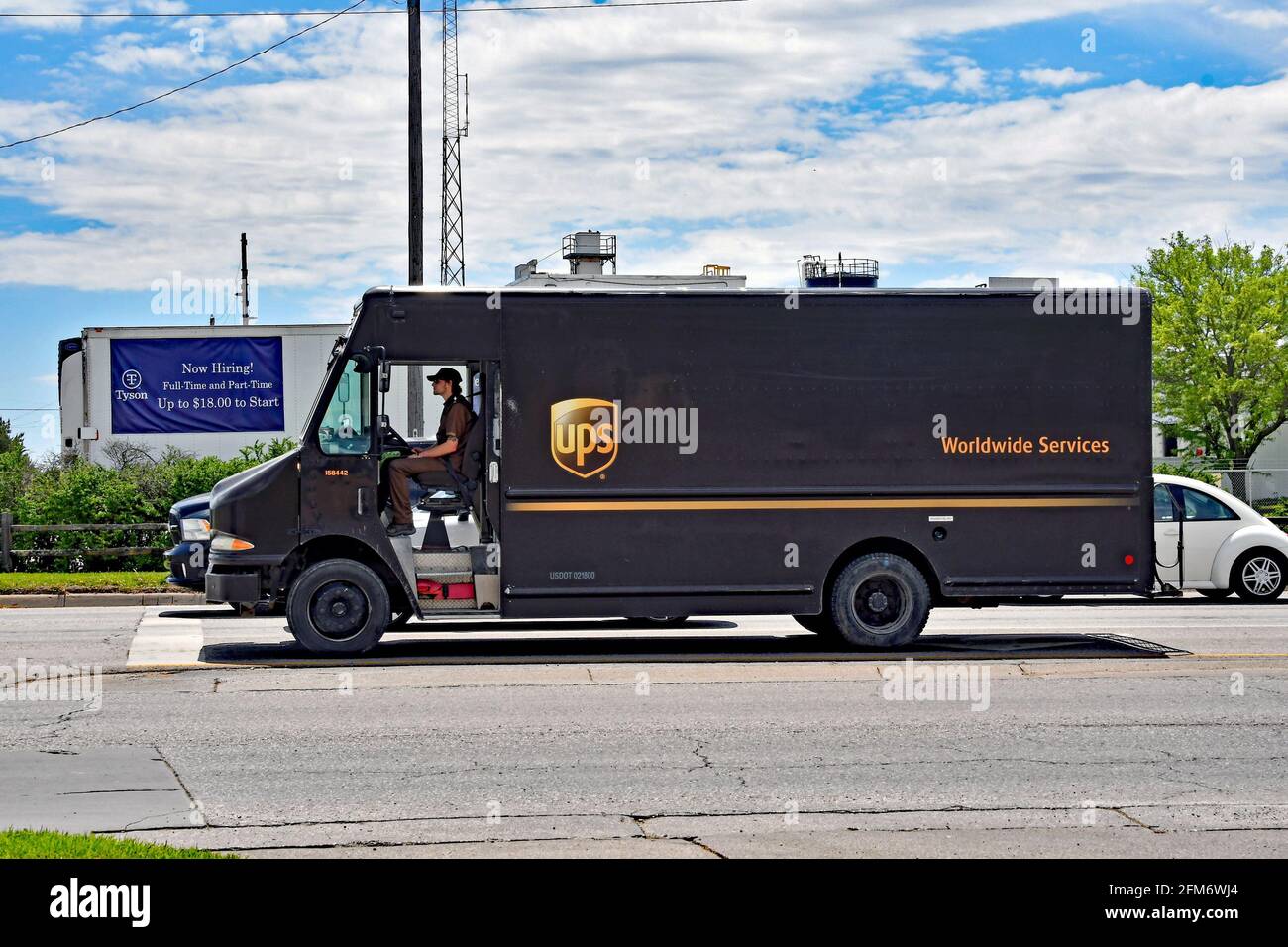 UPS delivery truck drives past the Tysons Fresh Meats plant in Emporia