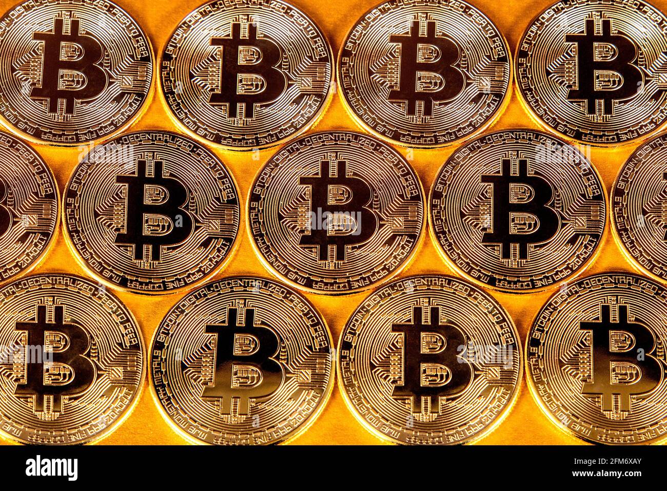 Cryptocurrency bitcoin token coins Stock Photo