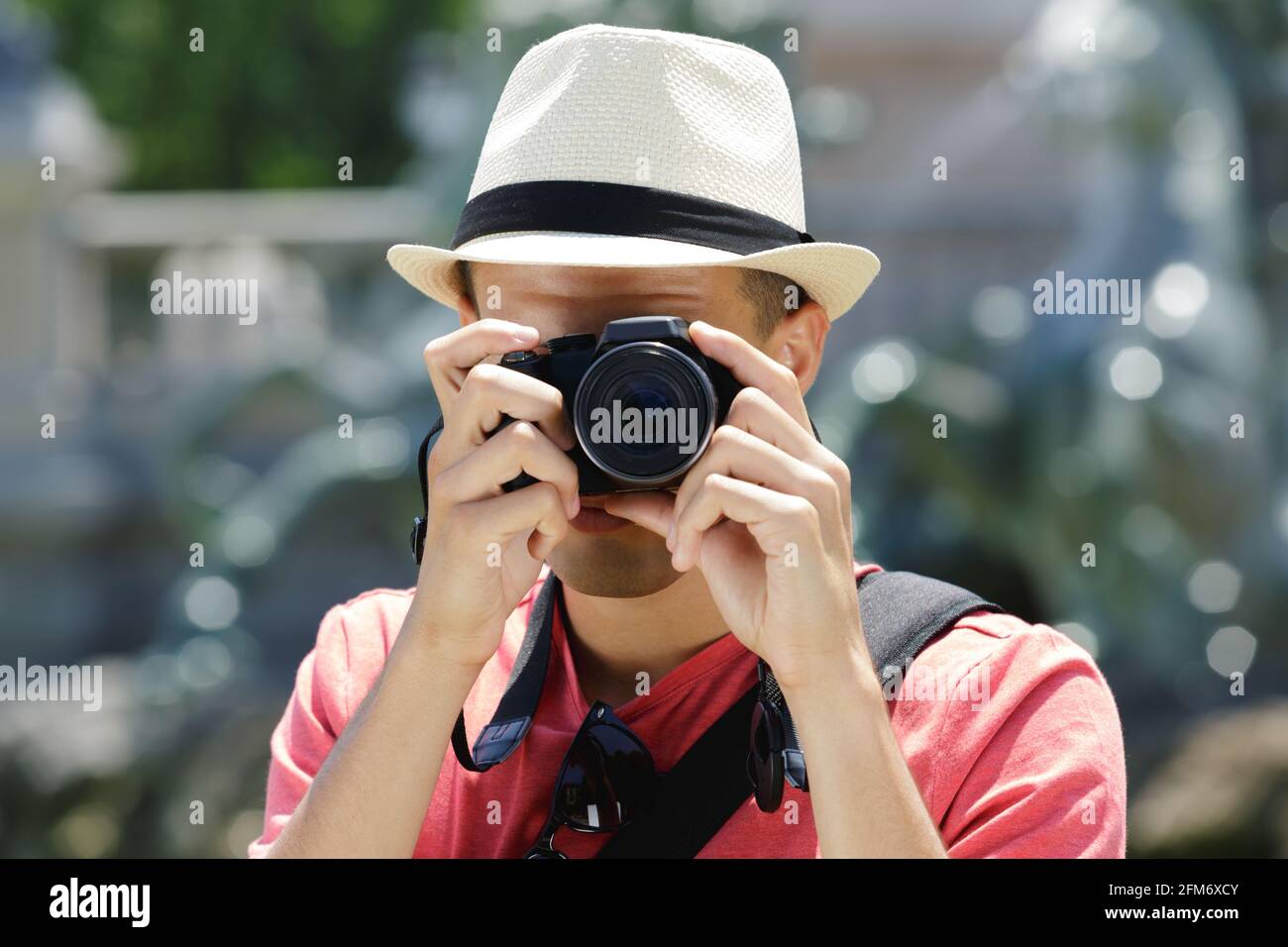 portrait of a man is taking pictures Stock Photo