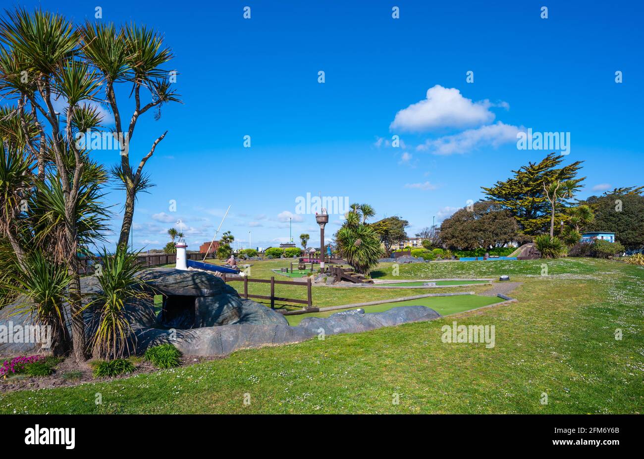 Buccaneer Bay, a 9 hole adventure golf course (crazy golf) at Norfolk Gardens on Sea Road in Littlehampton, West Sussex, England, UK. Stock Photo