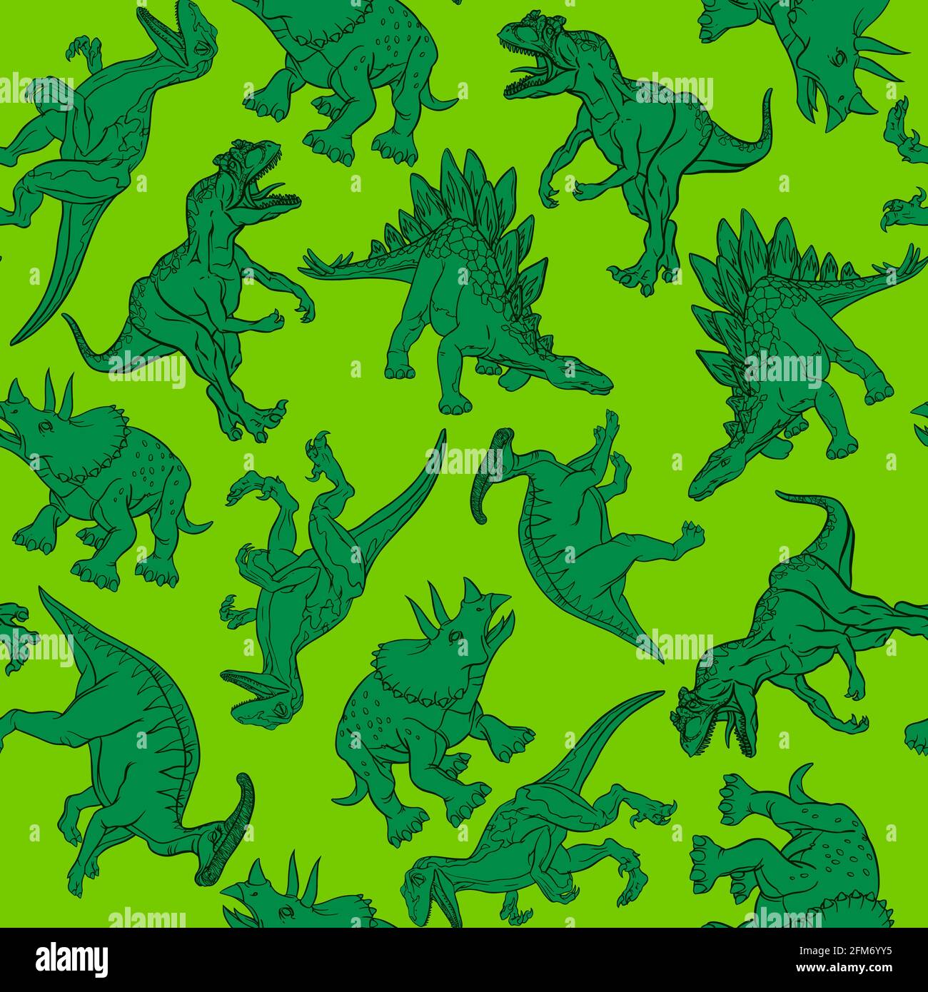 Realistic dinosaur pattern for printing, wrapping paper, packaging. Vector illustration. Stock Vector