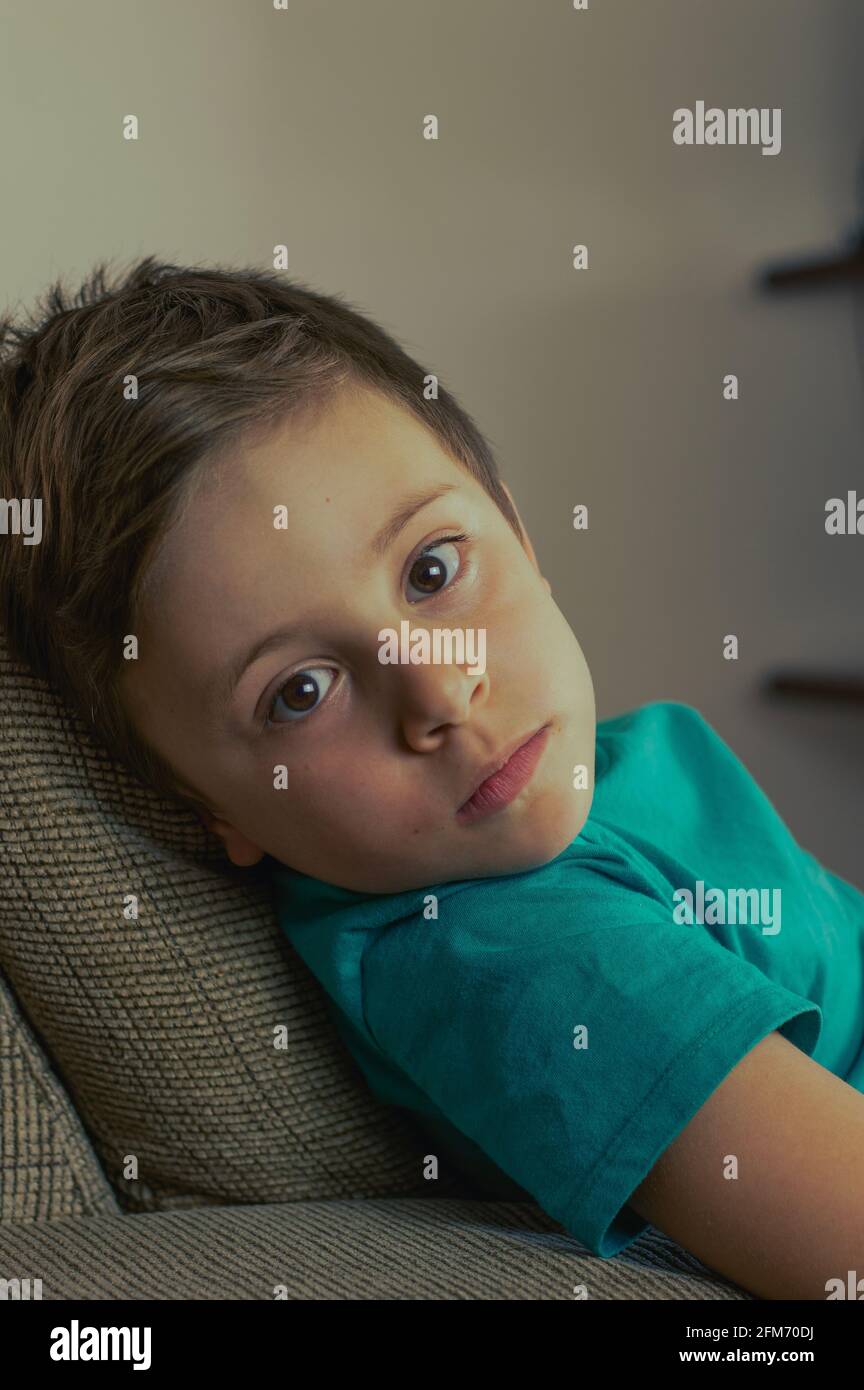 Photo of a Child boy on close-up looking to the camera Stock Photo - Alamy