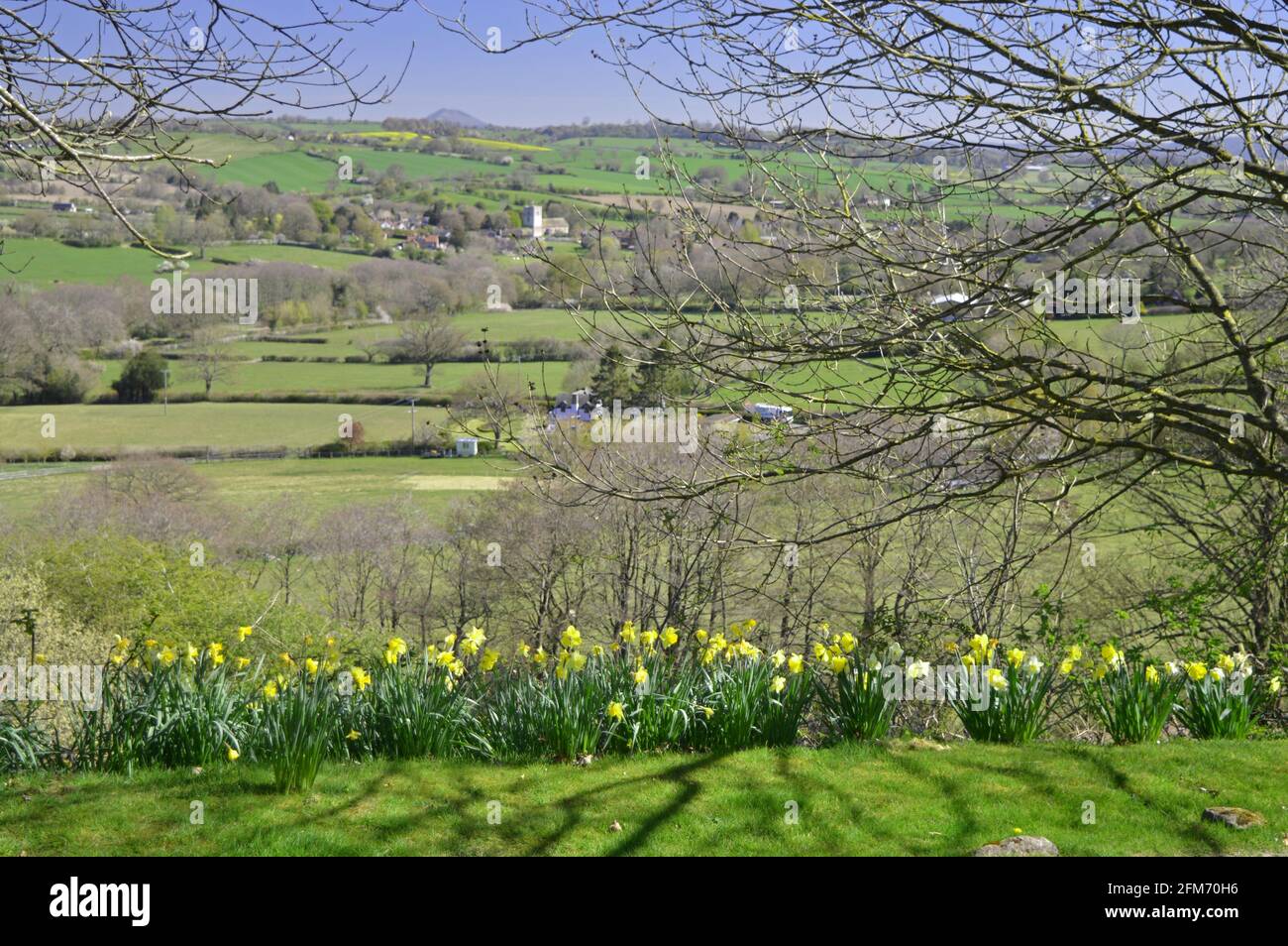 Views looking towards The Wrekin and Cardington village, Shropshire Stock Photo