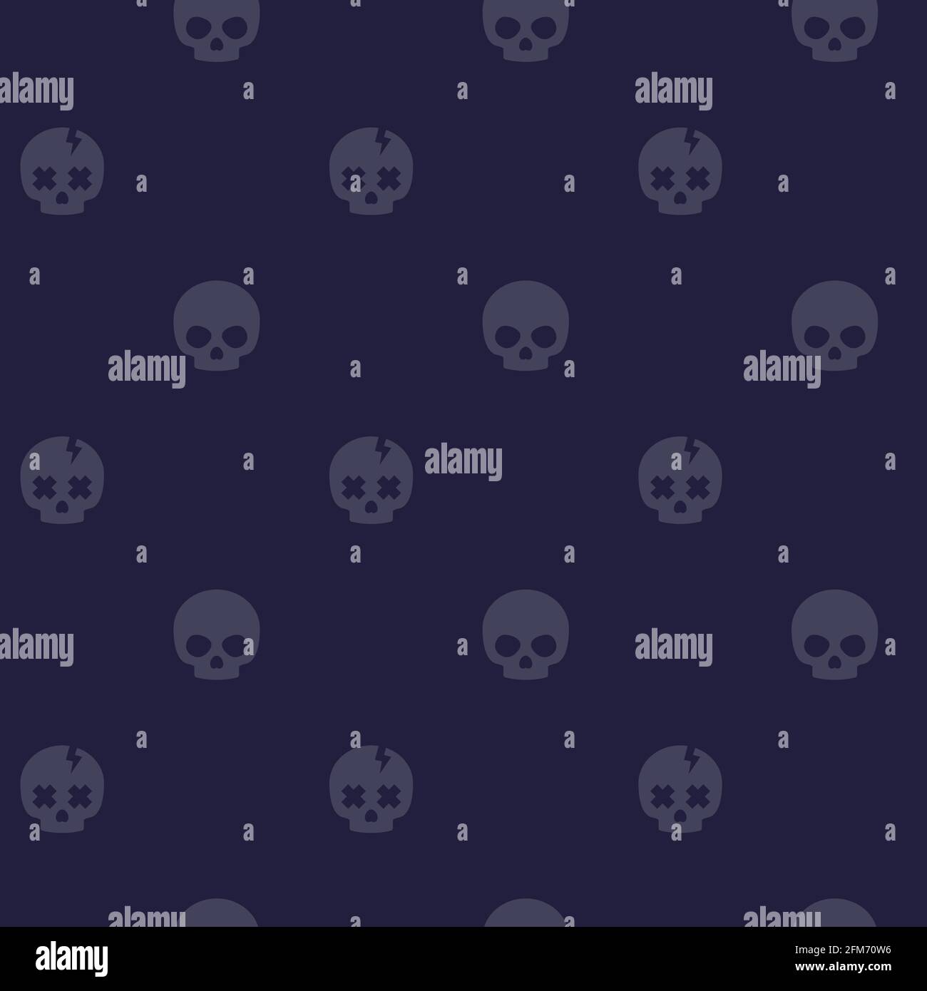 pattern with skulls, dark seamless background Stock Vector