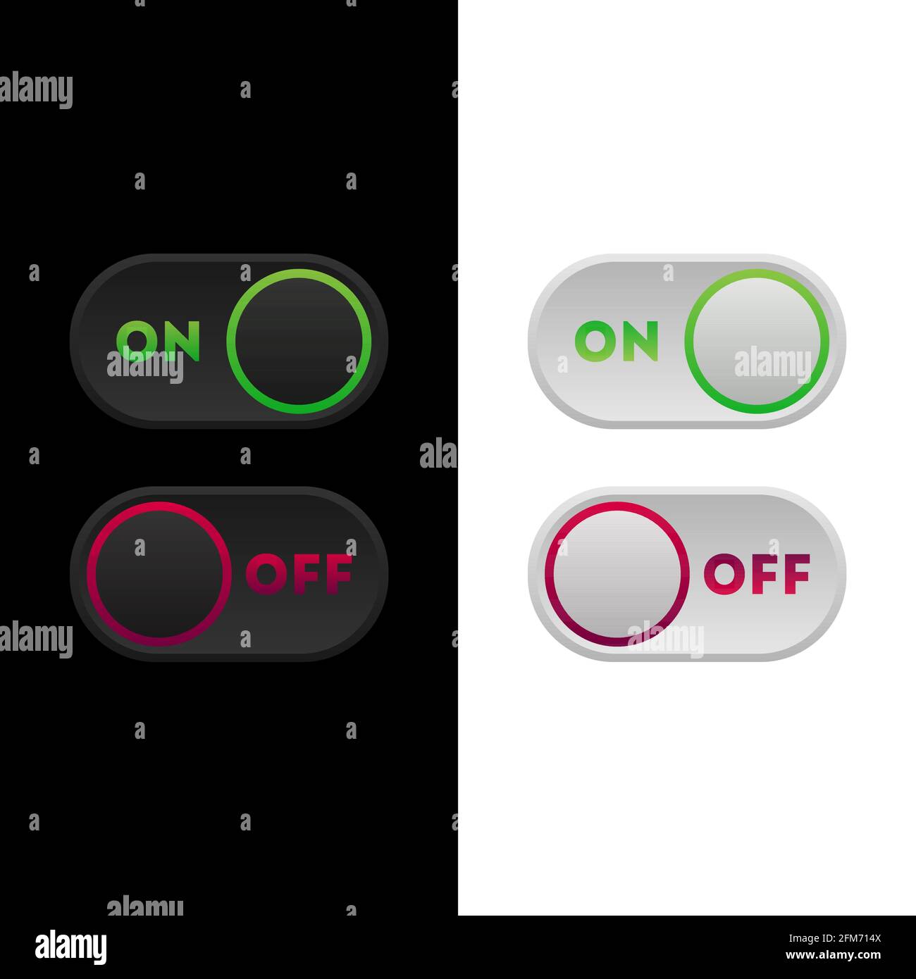 Icon set multi colored button in flat style. Easy editable vector ...