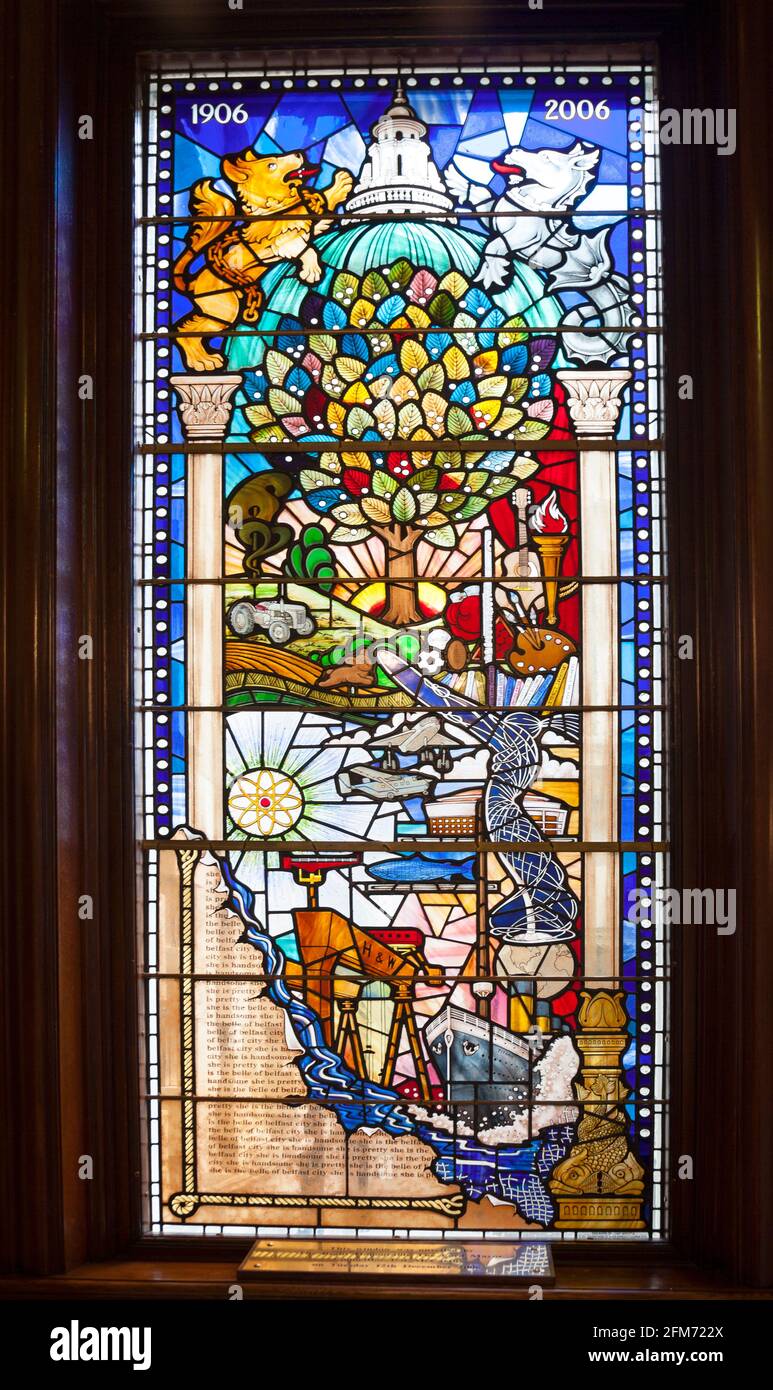 Centenary stained glass window in Belfast City Hall, Northern Ireland