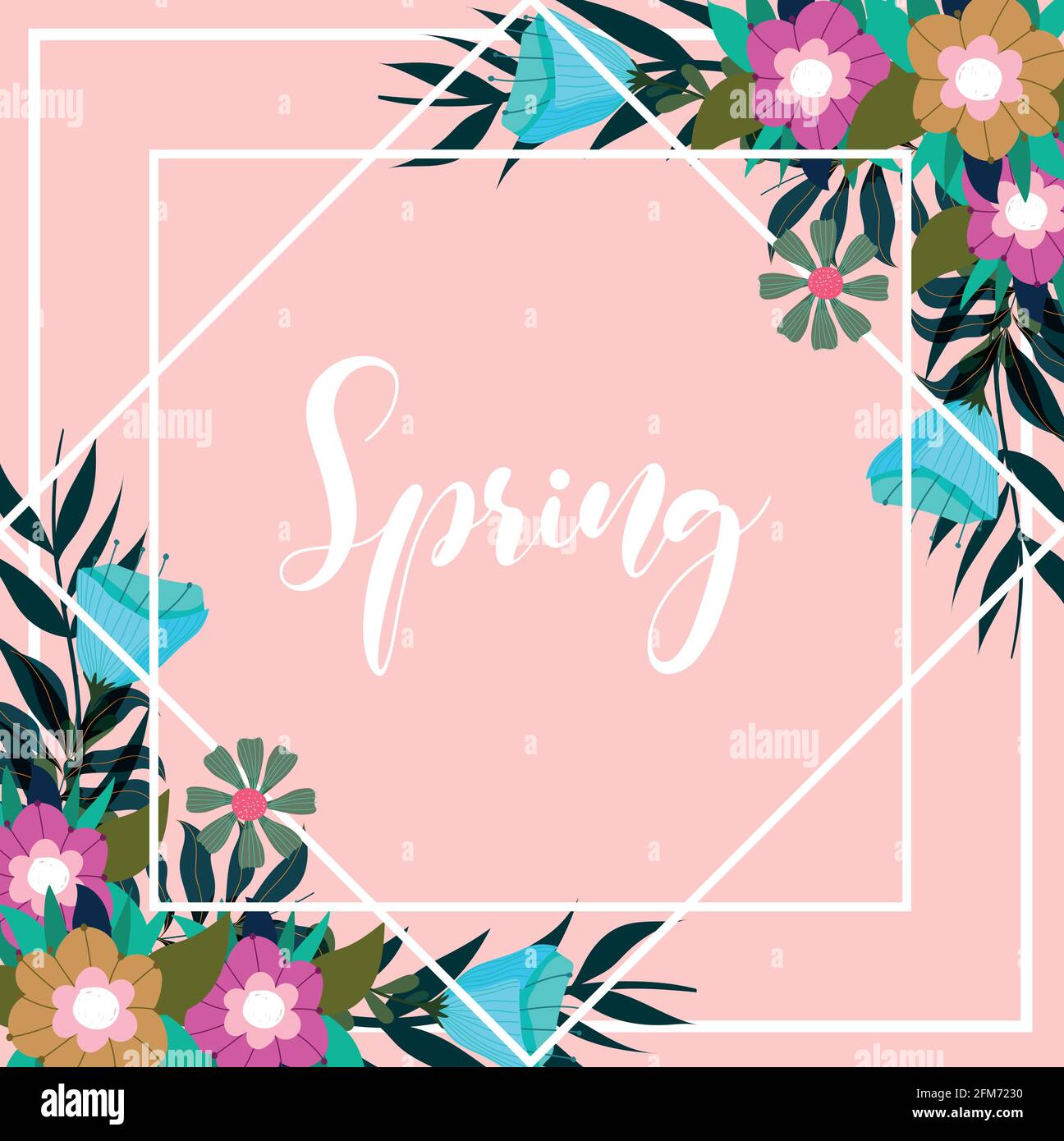 spring hand drawn flowers frame Stock Vector Image & Art - Alamy
