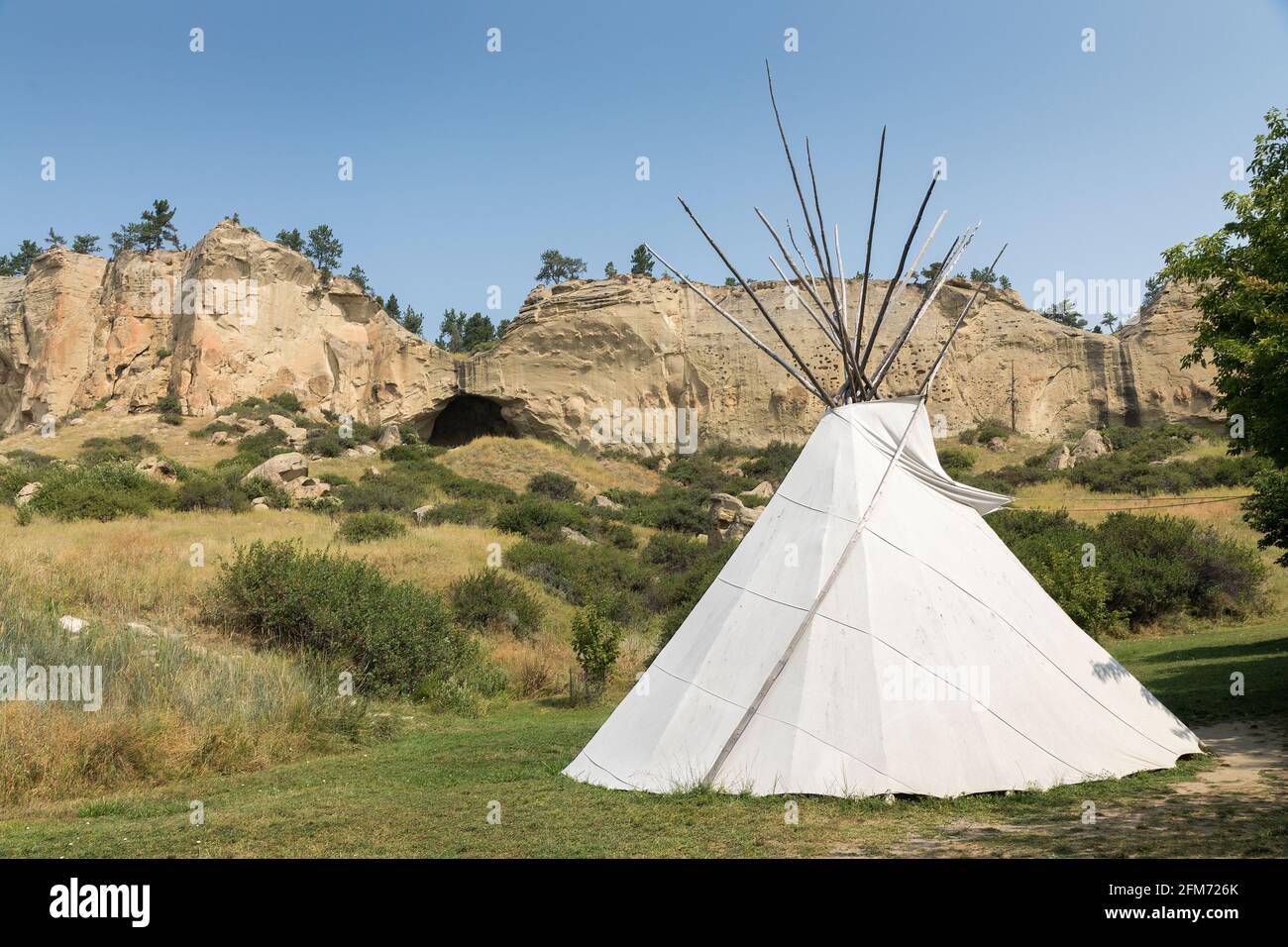 Tepee at Pictograph Cave State Park, Billings, Montana, USA Stock Photo