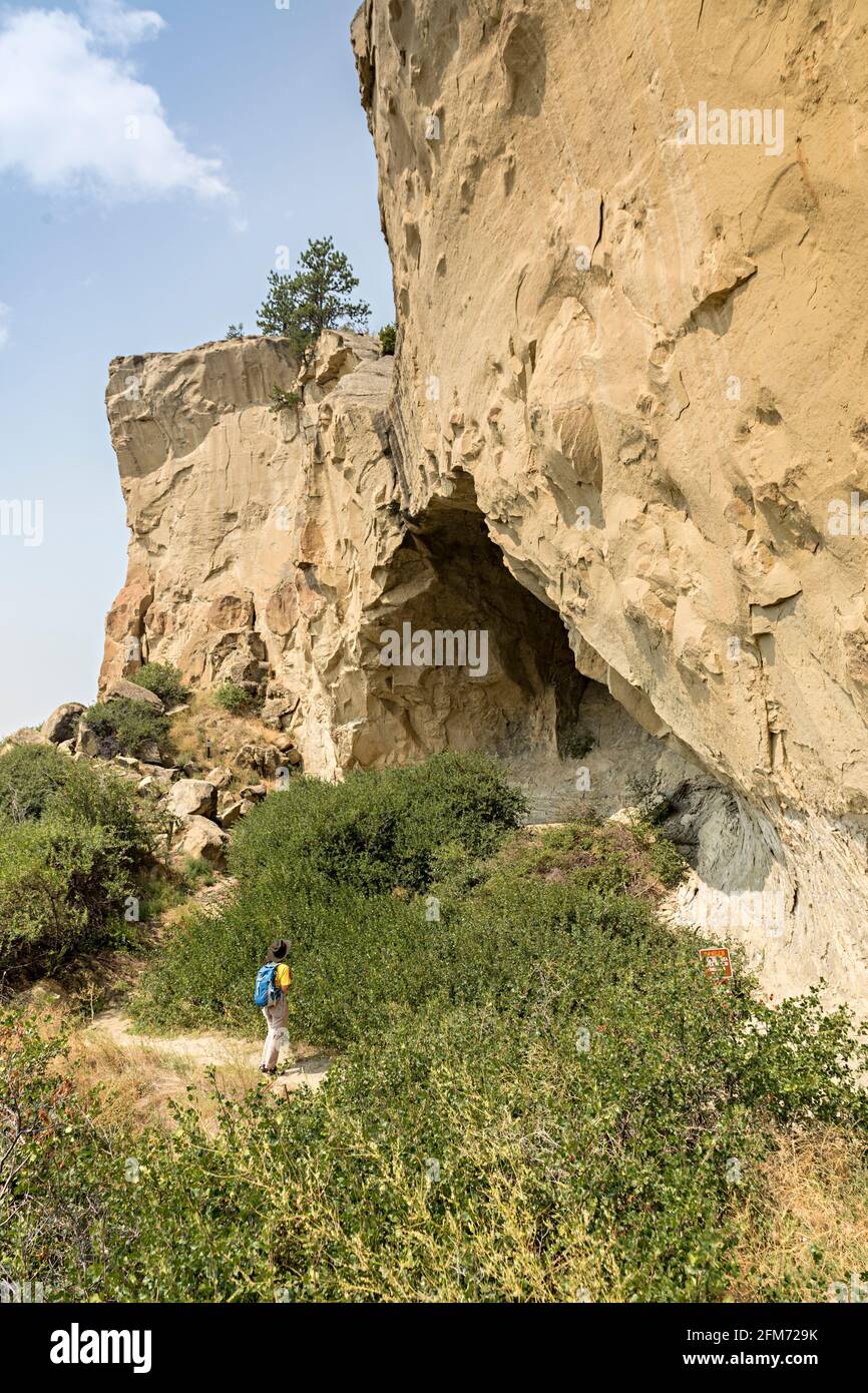 One of the entrances in Pictograph Cave State Park, Billings, Montana, USA Stock Photo