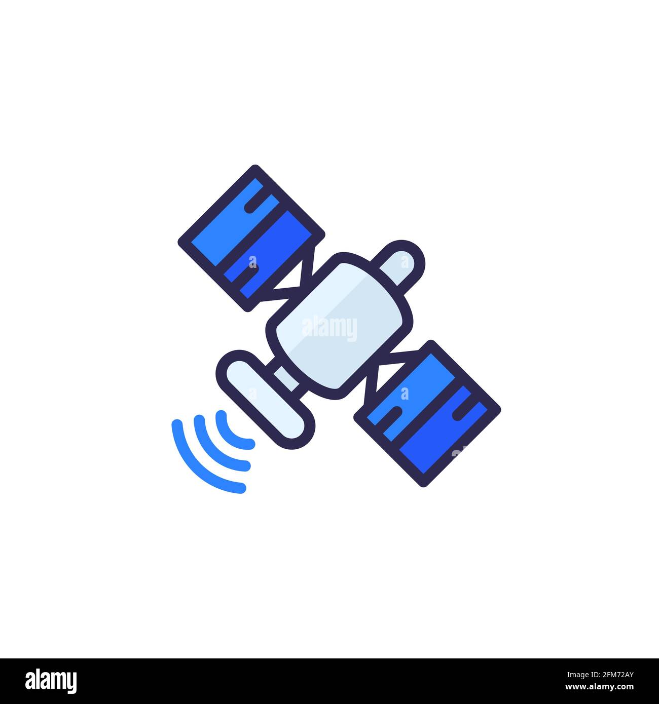 satellite icon on white with outline Stock Vector