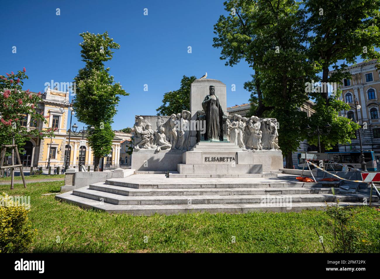 Trieste, Italy. May 3, 2021.  The Statue of Empress Elisabeth of Austria in the Garden of Liberty Square Stock Photo