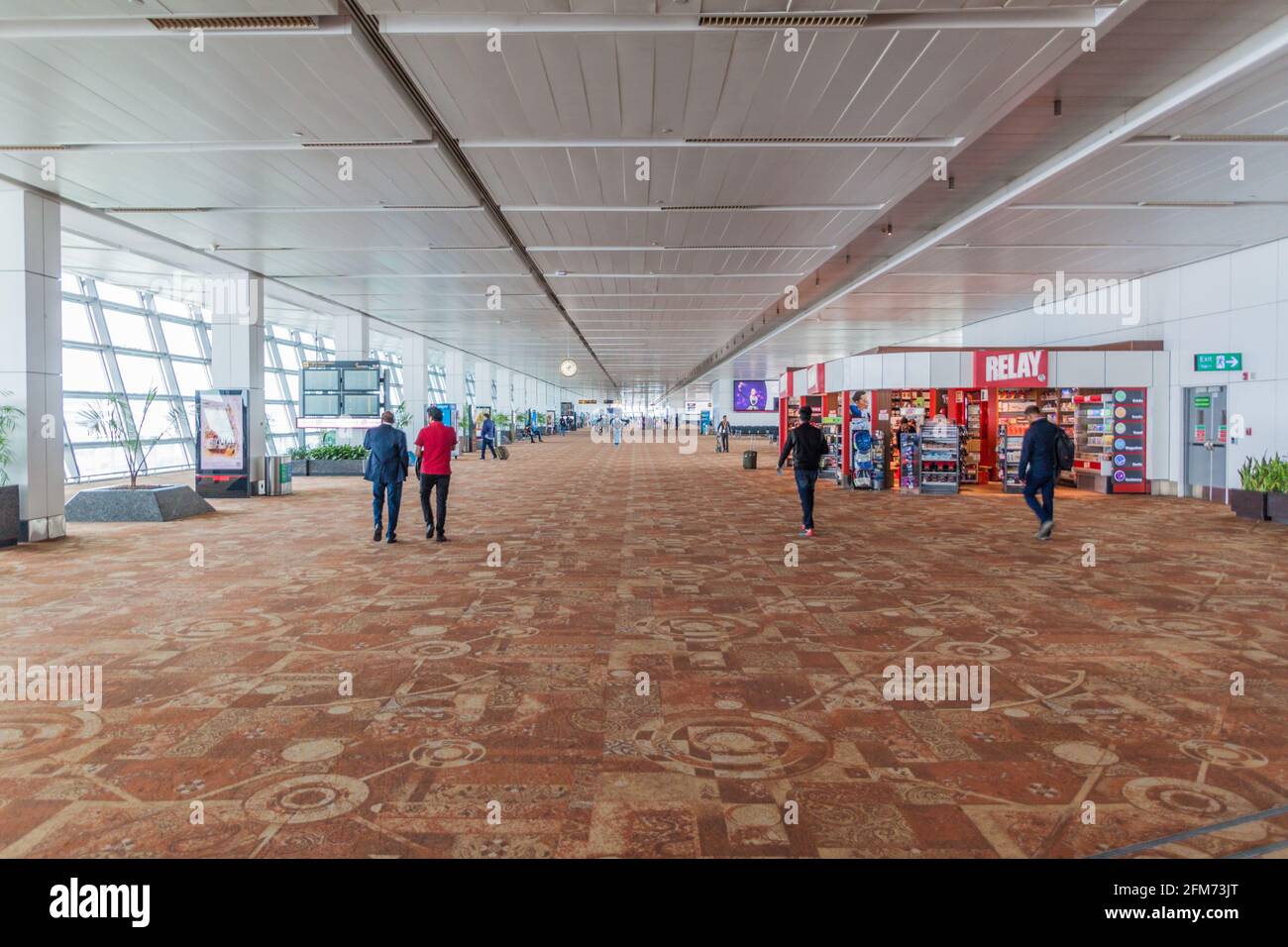 DELHI, INDIA - JANUARY 28, 2017: Interior of Indira Gandhi International Airport in Delhi, India Stock Photo