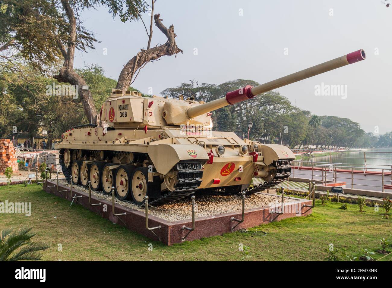 GUWAHATI, INDIA - JANUARY 31, 2017: Vijayanta main battle tank at Dighalipukhuri War Memorial in Guwahati, India Stock Photo