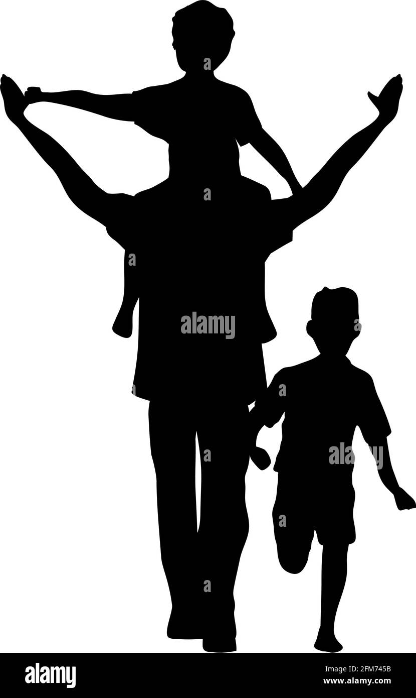 father running with sons Stock Vector Image & Art - Alamy