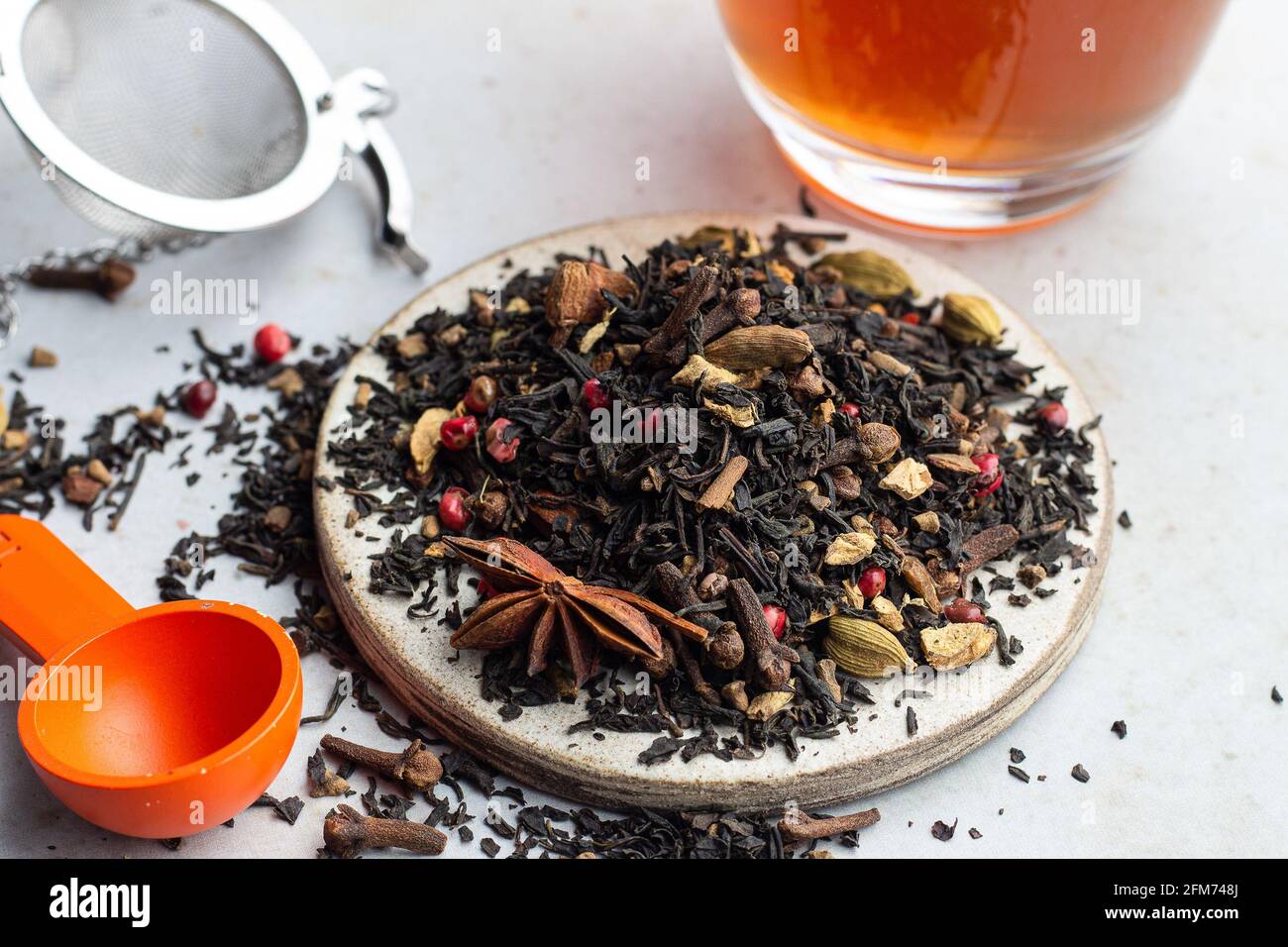 Chai tea. Black tea with spices Stock Photo